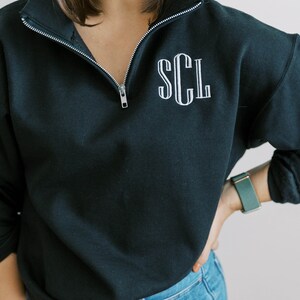 Custom Monogram Sweatshirt, Personalized Sweatshirt, Monogramed 3/4 Zip ...