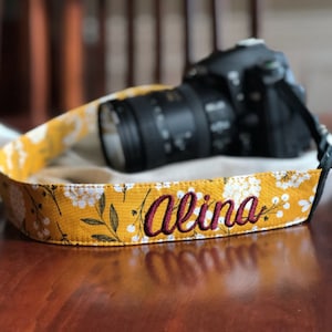 Autumn Camera Strap, Personalized Camera Strap, Leather Camera Strap, Monogramed Camera Strap, Embroidered Camera Strap