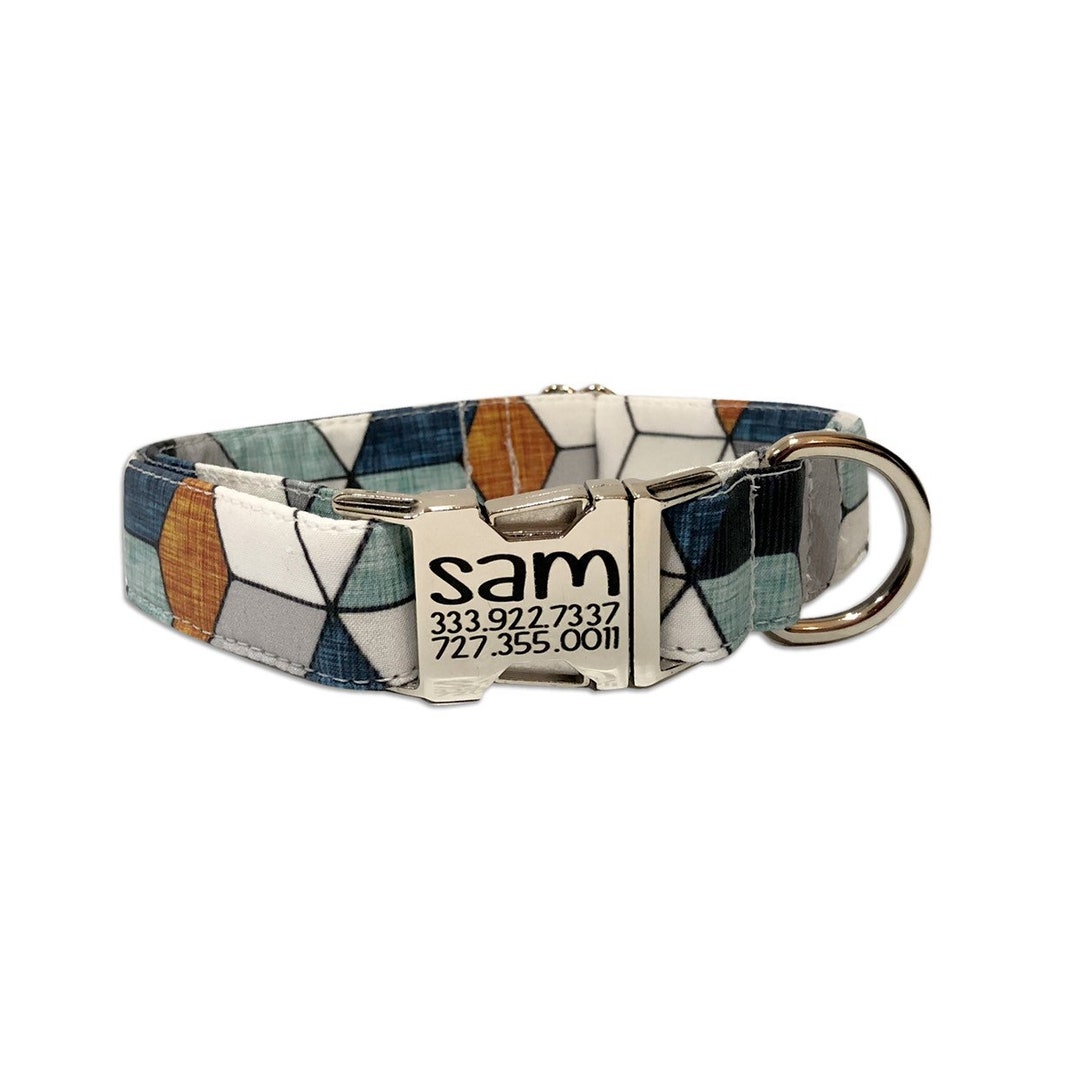 Fall Geo Collar, Dog Collar, Engraved Buckle Dog Collar, Personalized