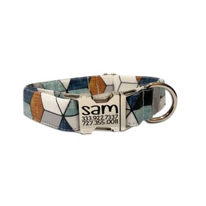 Fall Geo Collar, Dog Collar, Engraved Buckle Dog Collar, Personalized Dog Collar, Fall Dog Collar, Collar, Fall Geometric Collar
