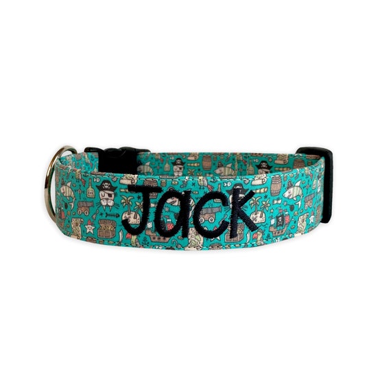 Dog Collar, Embroidered Dog Collar, Personalized Dog Collar, Floral Dog  Collar, Custom Dog Collar, Engraved Dog Collar, Blue Dog Collar 