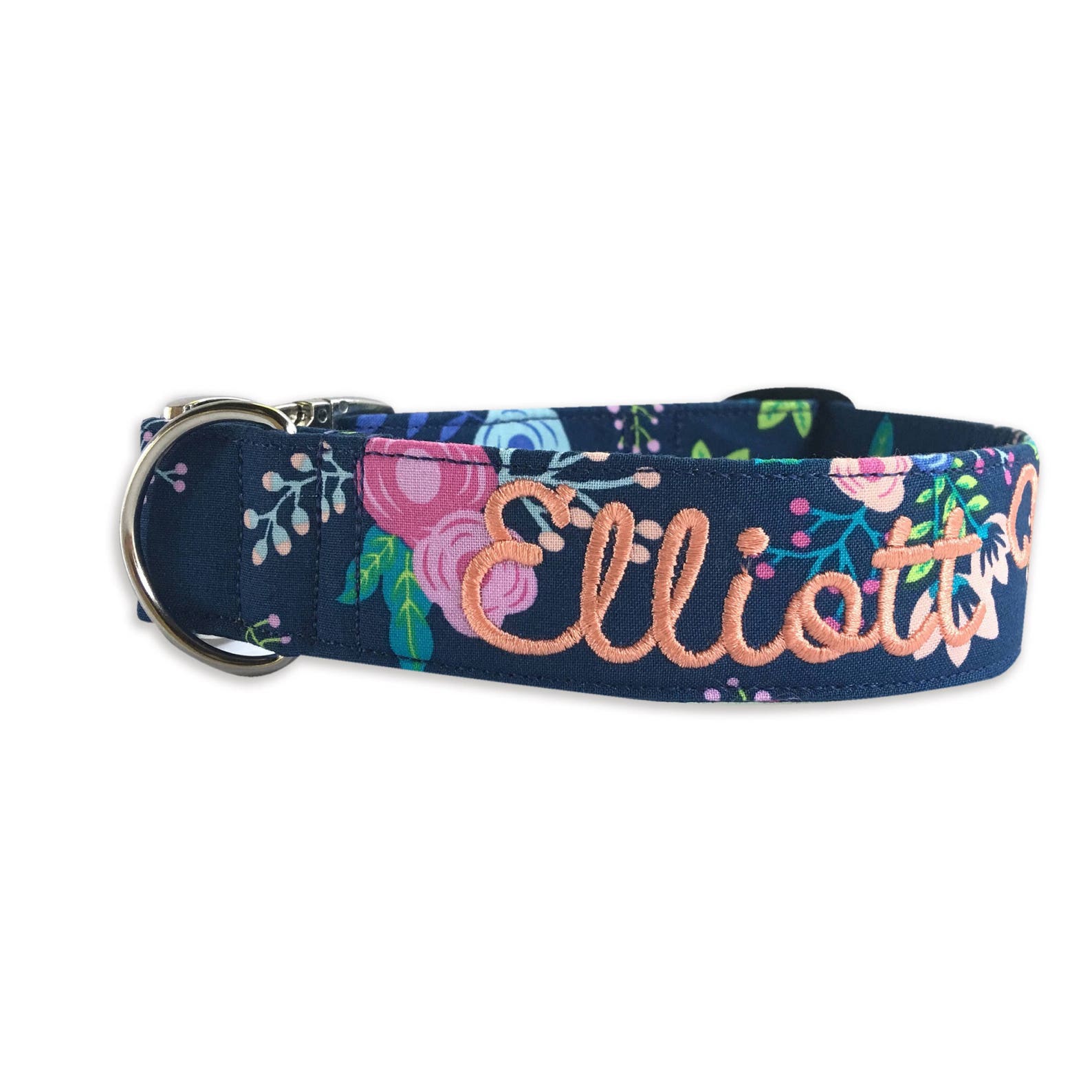 Blue Floral Dog Collar Embroidered Dog Collar Personalized Etsy Canada