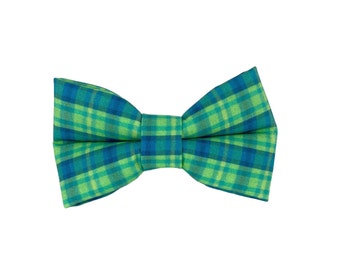 Green and Blue Plaid Dog Collar Bow Tie, Bow Tie for Dogs, Bow Tie for Dog Collars, Dog Collar Accessories by Duke & Fox®