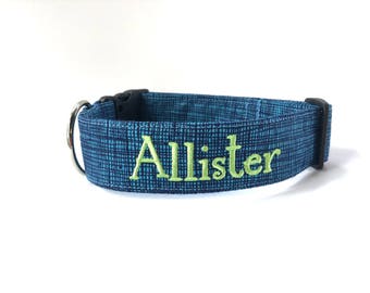 Dog Collar, Embroidered Dog Collar, Personalized Dog Collar, Dog Collar, Dog Collar, Collar, Blue Dog Collar, dog collar for large dogs