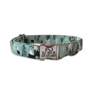 Mountains Dog Collar, Engraved Buckle Dog Collar, Personalized Dog Collar, Dog Collar, Collar, Hiking Collar, Blue dog collar