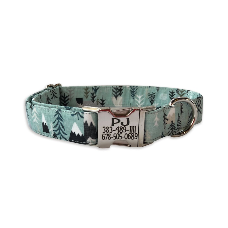 Mountains Dog Collar Engraved Buckle Dog Collar Personalized Etsy