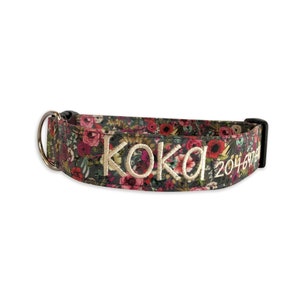 Dog Collar, Embroidered Dog Collar, Personalized Dog Collar, floral Dog Collar, Dog Collar, Engraved Dog collar, dog collars, personalized