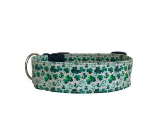 St. Patricks Day Dog Collar, Personalized Collar, four leaf clover Collar, Custom embroidered dog collar, Duke & Fox personalized collar