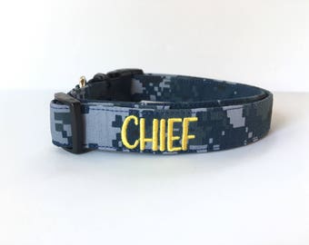 Camo Dog Collar, Camouflage Dog Collar personalized, Embroidered Dog Collar, Personalized Dog Collar, Custom Dog Collar, Navy Camo Collar