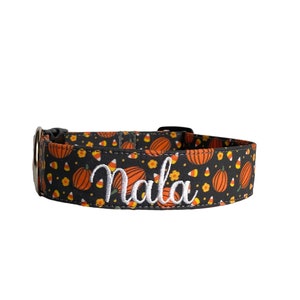 Halloween Dog Collar, Pumpkin Dog Collar, Embroidered Dog Collar, Engraved Dog Collar, Personalized Dog Collar, Custom Dog Collar, Pumpkin