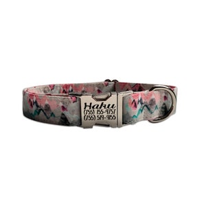 Mountain Engraved Dog Collar, laser Engraved Buckle Dog Collar, Personalized Dog Collar, Dog Collar, Hiking Collar, Pink Dog collar