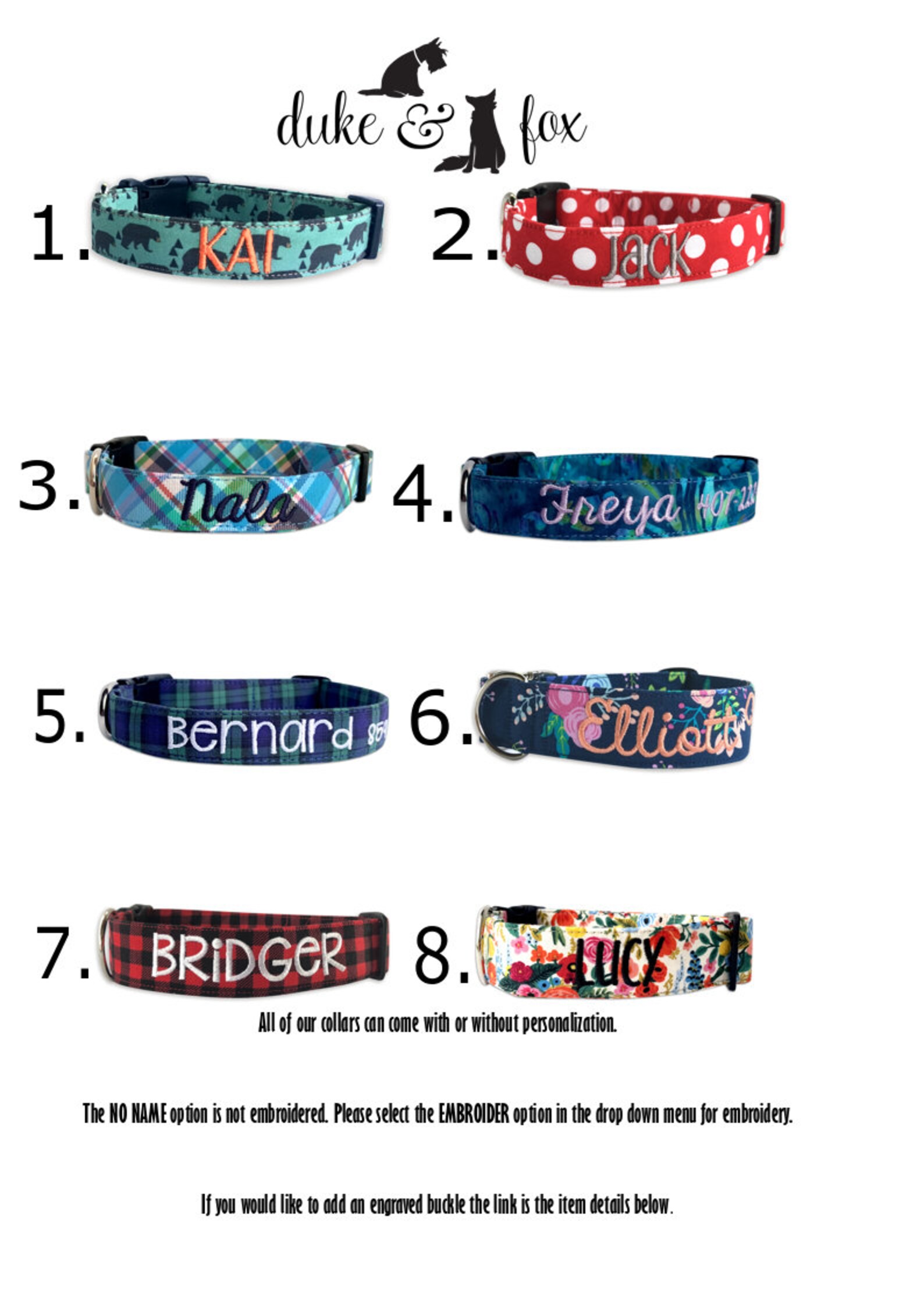 Dog Collar Embroidered Dog Collar Personalized Dog Collar Etsy