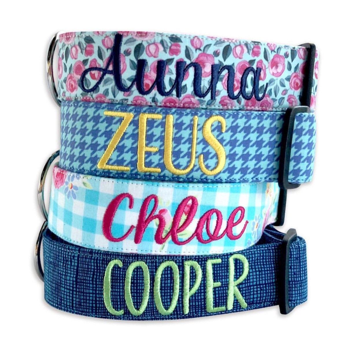 Custom dog Collars Personalized Embroidered dog collars with Name 1 in –