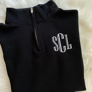 Custom Monogram Sweatshirt, Personalized Sweatshirt, Monogramed 3/4 Zip ...