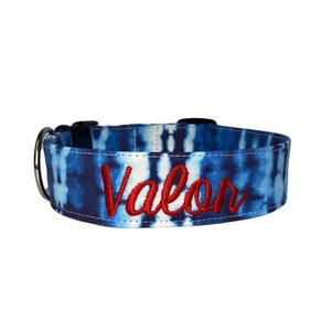 4th of July Dog Collar, Tie Dye Dog Collar, Embroidered Dog Collar, Engraved Dog Collar, Personalized Dog Collar, Custom Dog Collar