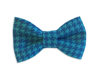 Blue Houndstooth Dog Collar Bow Tie, Bow Tie for Dogs, Dog Bow Tie, Bow Tie for Dog Collars, Dog Collar Accessories by Duke & Fox®