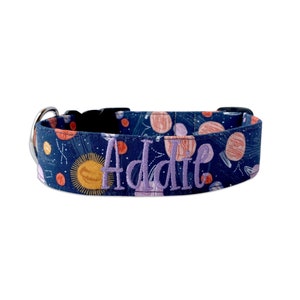 Cosmo Dog Collar, Embroidered Dog Collar, Personalized Dog Collar, Dog Collar, Dog Collar, Collar, Space Dog Collar, Custom Dog Collar