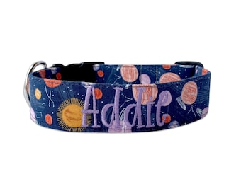Cosmo Dog Collar, Embroidered Dog Collar, Personalized Dog Collar, Dog Collar, Dog Collar, Collar, Space Dog Collar, Custom Dog Collar