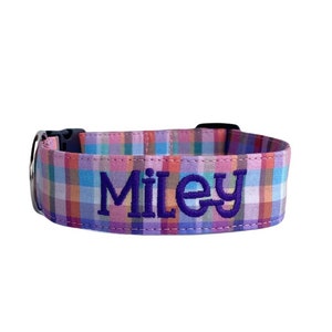Embroidered dog collar, personalized dog collar, custom dog collar, engraved buckle dog collar, girl dog collar, Duke & Fox dog collar