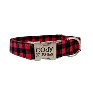 Collare per cani a quadri Buffalo, collare per cani con fibbia incisa, collare per cani personalizzato, collare per cani in tartan, collare, collare blu, collare per cani verde