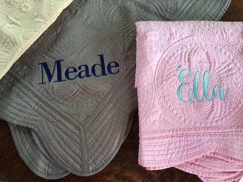 Embroidered Baby Quilt Embroidered Baby blanket monogram Etsy