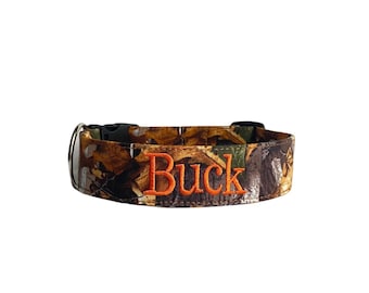 Camo Dog Collar, Camouflage Embroidered Dog Collar, Hunting Dog Collar, Personalized Dog Collar, Custom Dog Collar, Engraved Buckle Collar