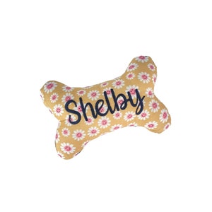 Smiley Daisy Personalized Dog Bone Squeaky Toy, New Puppy Toy, Dog Toy