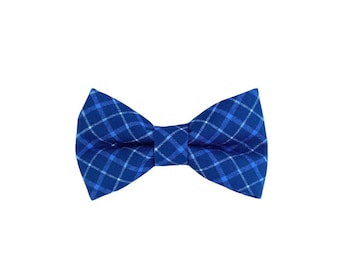 Blue Plaid Dog Collar Bow Tie, Bow Tie for Dogs, Dog Bow Tie, Bow Tie for Dog Collars, Dog Collar Accessories by Duke & Fox®