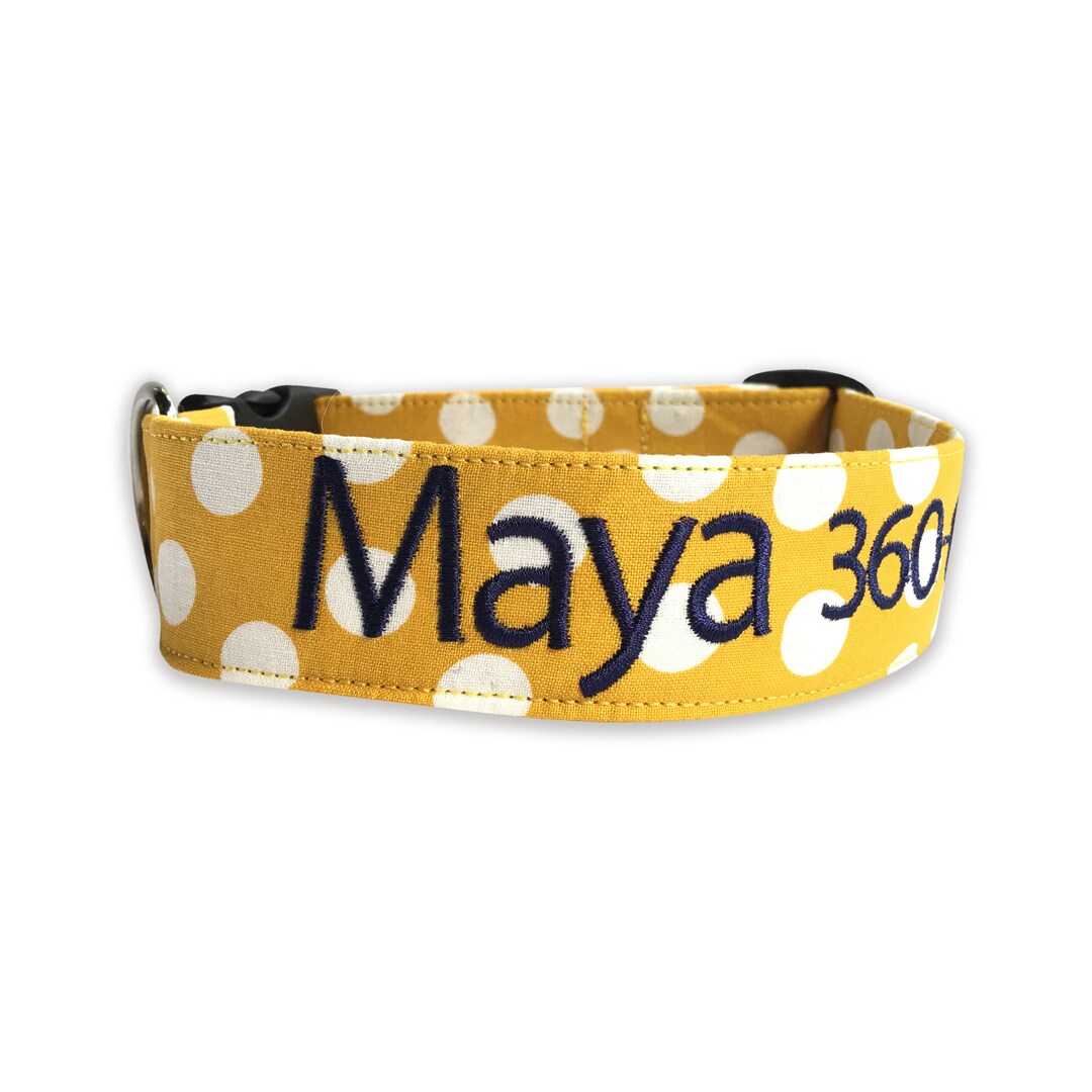 Yellow Polka Dot Dog Collar Personalized Dog Collar Etsy