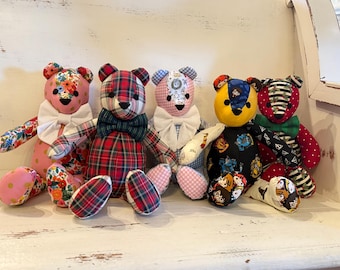 Handmade Memory Bears, Memorial Bears made with apparel, Bereavment gift, Custom made Teddy bears, Keepsake Teddy Bear