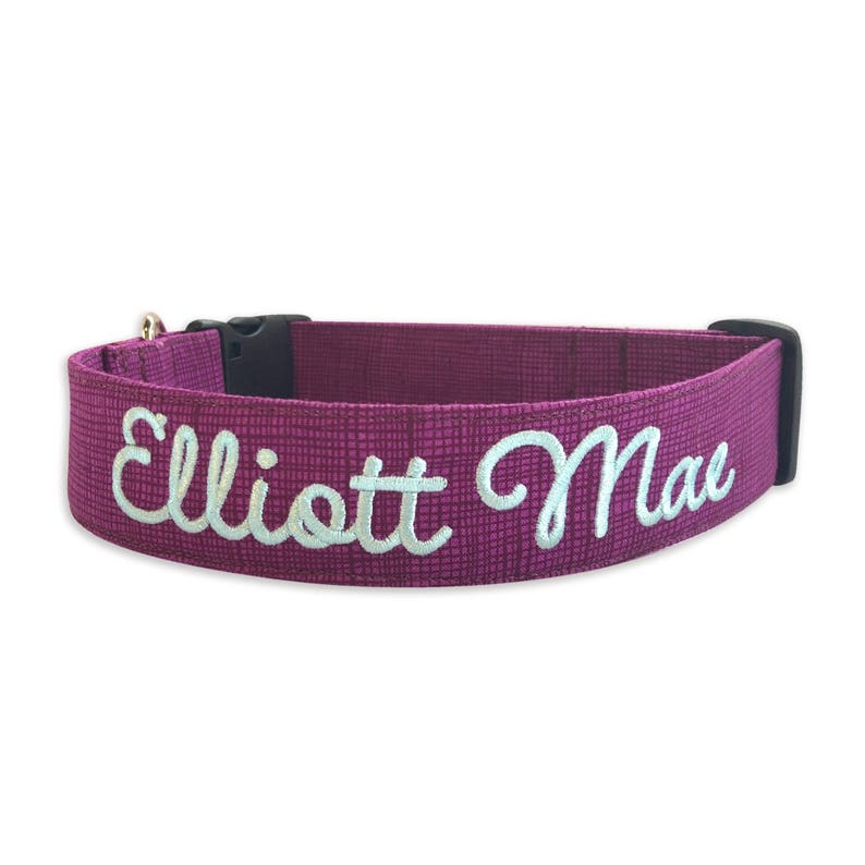 Violet Dog Collar Embroidered Dog Collar Personalized Dog Etsy
