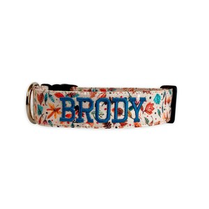 Fall Dog Collar, Leaves Dog Collar, Autumn Dog Collar, Embroidered dog Collar, Engraved Dog Collar, Personalized Dog Collar, Custom Collar