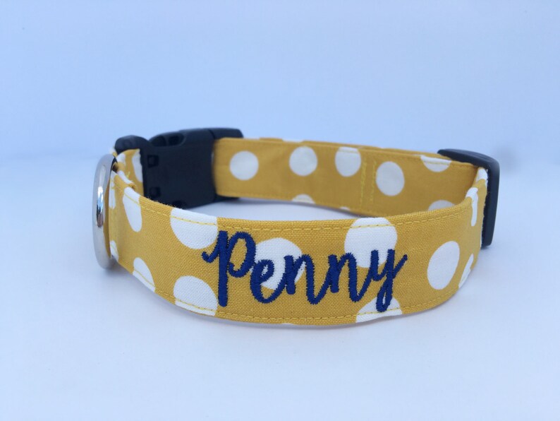Yellow Polka Dot Dog Collar Personalized Dog Collar Etsy