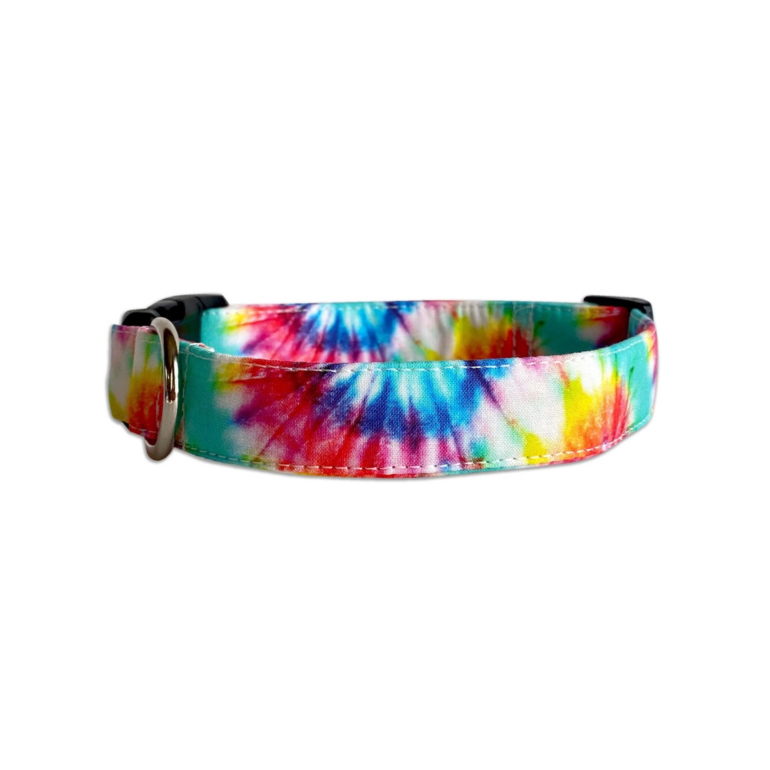 Embroidered Dog Collar, Personalized Dog Collar, Tie Dye Dog Collar