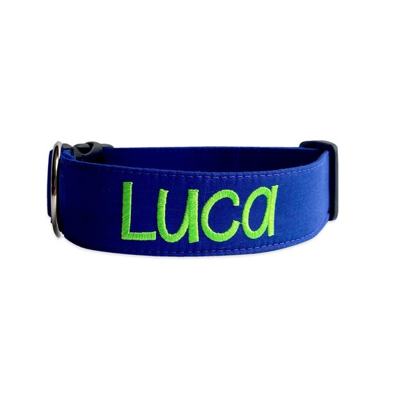 Royal Blue Dog Collar, Embroidered Dog Collar