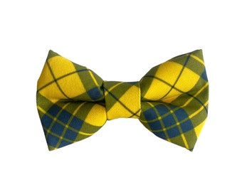 Yellow and Blue Plaid Dog Collar Bow Tie, Bow Tie for Dogs, Dog Bow Tie, Bow Tie for Dog Collars, Dog Collar Accessories by Duke & Fox®
