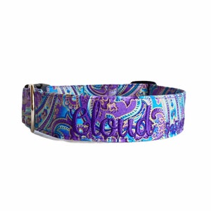 Dog Collar, Embroidered Dog Collar, Personalized Dog Collar, Paisley Dog Collar, Purple Collar, Personalized Collar, Custom Collar