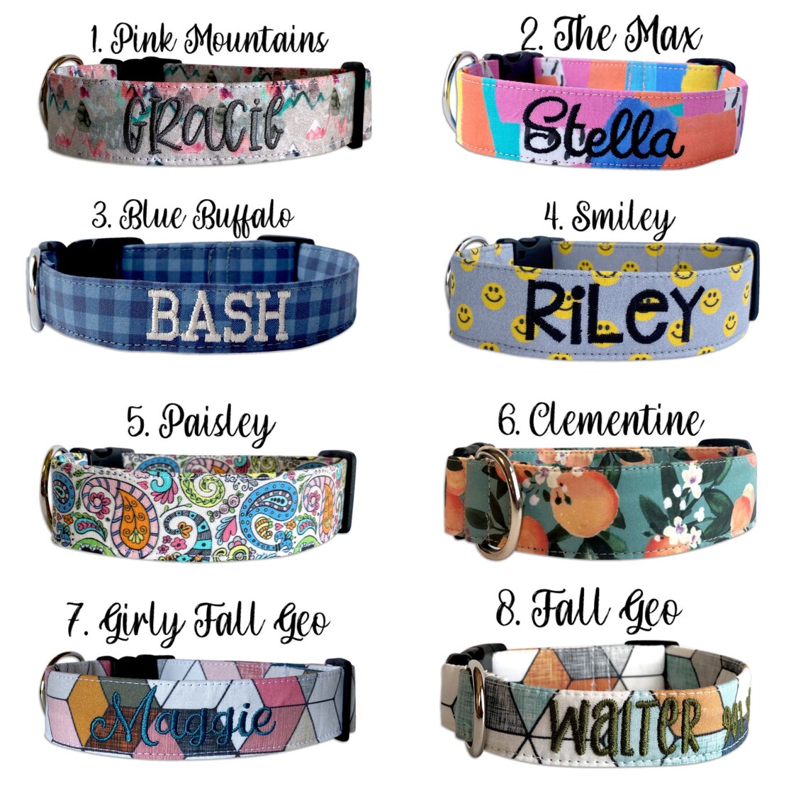 Dog Collar Embroidered Dog Collar Personalized Dog Collar Etsy