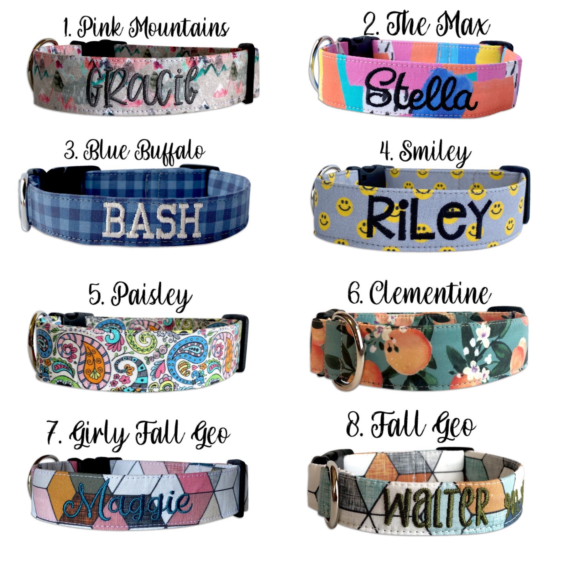 Dog Collar Embroidered Dog Collar Personalized Dog Collar Etsy