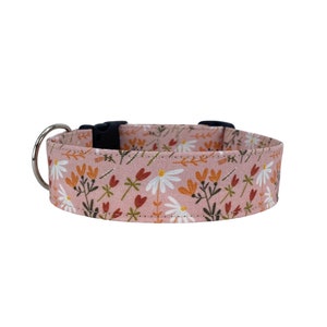 Spring Dog Collar, Wildflower Embroidered Dog Collar, Personalized Dog Collar, Floral Dog Collar, Custom Dog Collar, Engraved Dog Collar
