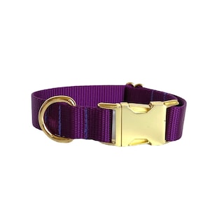 Purple Dog Collar with Gold Buckle, Dog Collar, Custom Dog collar