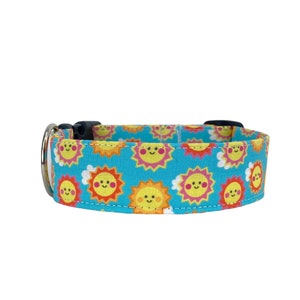 Sunshine Dog Collar, Embroidered Dog Collar, Personalized Dog Collar, Custom Dog Collar, Large Dog Collar, Sun dog collar, Engraved Buckle