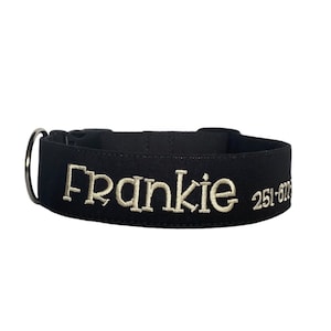 Black Embroidered Dog Collar, Dog Collar, Embroidered Dog Collar, Personalized Dog Collar, Custom Dog Collar, Engraved collar