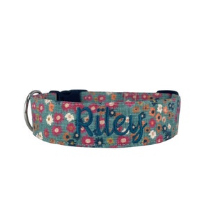 Dog Collar, Embroidered Dog Collar, Personalized Dog Collar, Spring Dog Collar, Floral Dog Collar, Personalized Collar, Custom Dog Collar