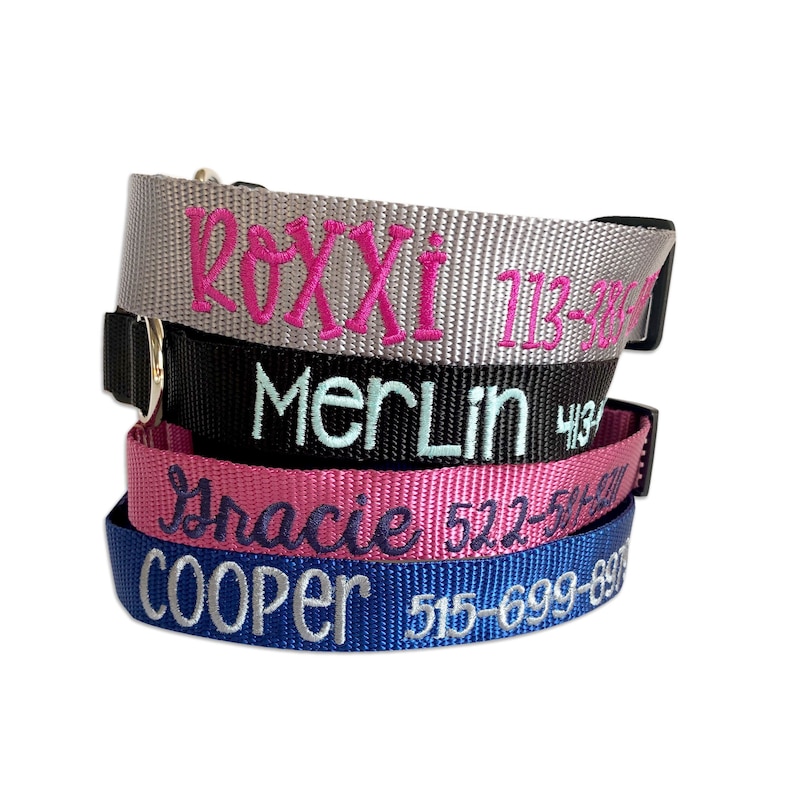 Personalized Dog Collar Embroidered Dog Collar Nylon Collar Etsy
