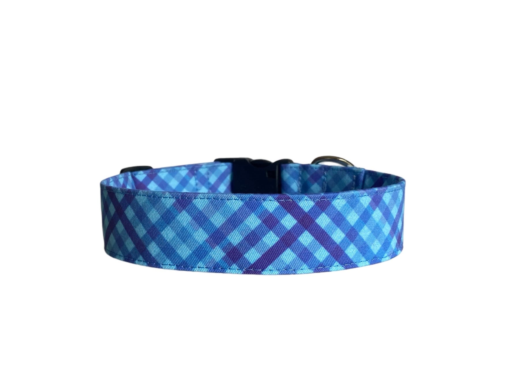 Blue Plaid Dog Collar, Personalized Collar, Embroidered Collar, Spring Plaid Dog Collar, Custom Plaid Dog Collar, Duke and Fox Collar