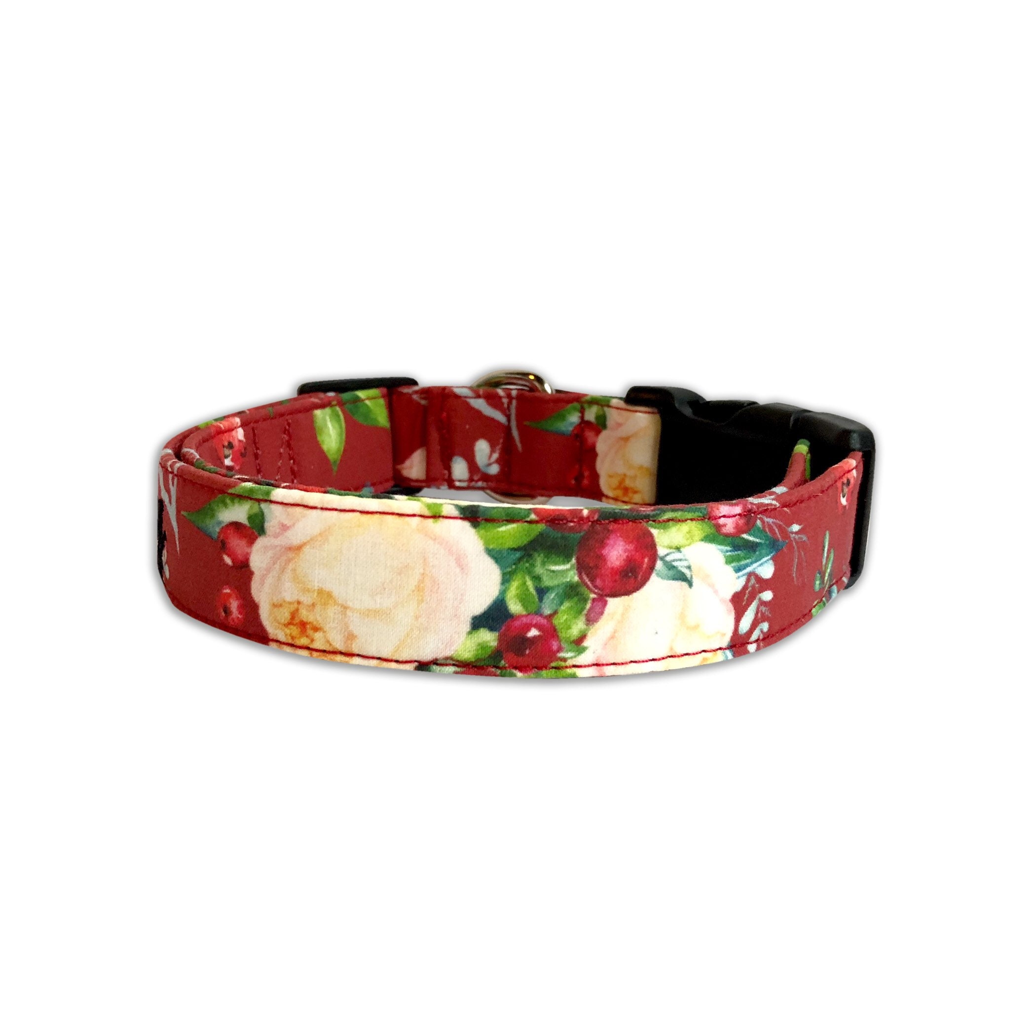 Cranberry Christmas Floral Dog Collar Embroidered Dog Collar Etsy