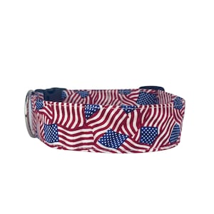 4th of July Personalized Dog Collar, Embroidered Dog Collar, Custom Dog Collar, Flag Dog Collar, Patriotic Dog Collar, American Dog Collar