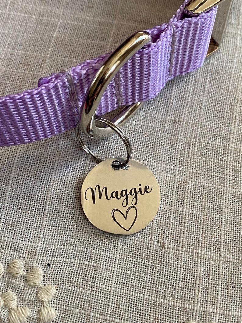 1 Stainless Steel Dog ID Tag, Stainless Dog Tag, Personalized Dog Tag, Custom Dog Tag, Circle Dog Tag, Personalized Dog Collar Tag image 5