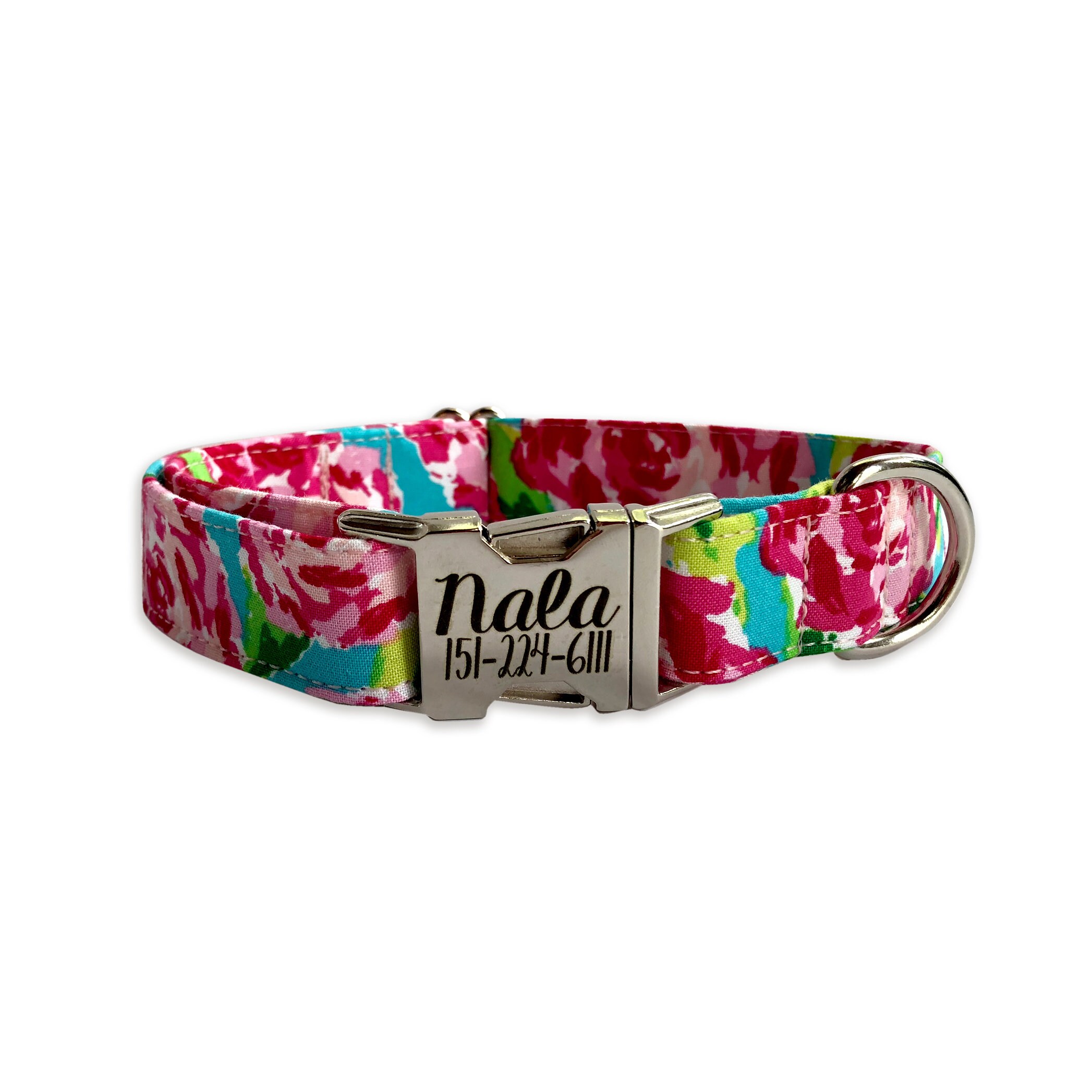 Floral Dog Collar Engraved Buckle Dog Collar Personalized Etsy